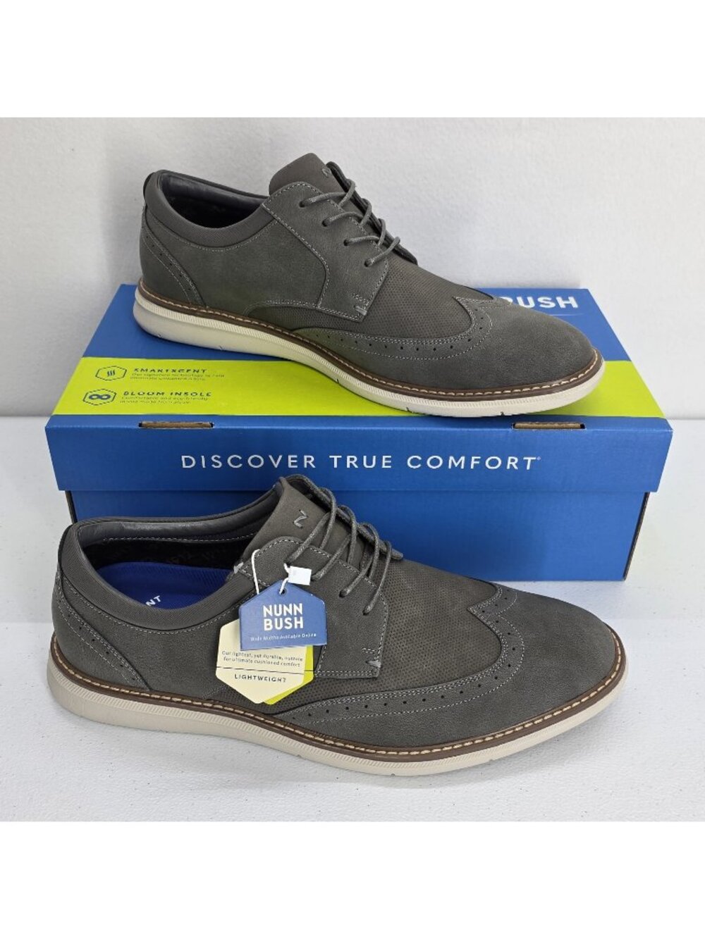 Nunn Bush Chase Wingtip Oxford Walking Shoes Gray Men's Size 11 M 85128-062